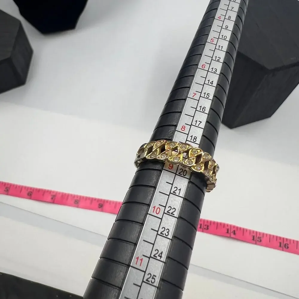 Vintage Gold Tone‎ Ring Cubic Zirconia Stones Size 9 Fashion Jewelry